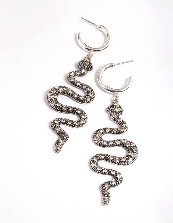 Diamante Snake Hoop Earrings