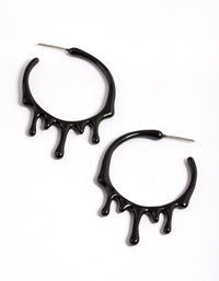 Black Paint Melt Hoop Earrings - link has visual effect only