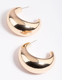 Gold Thick Puff Hoop Earrings - link has visual effect only
