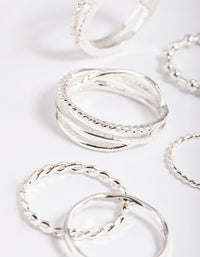 Rhodium Mixed Ball Band Ring Pack - link has visual effect only