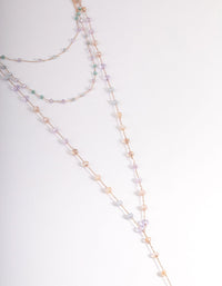 Rose Gold Mixed Bead Three Row Necklace - link has visual effect only