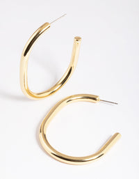 Gold Plated Brass Gold Large Oval Hoop Earrings - link has visual effect only