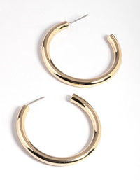 Gold Plated Brass Medium Chunky Hoop Earrings - link has visual effect only