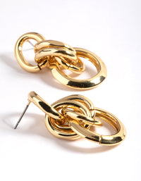 Gold Plated Brass Link Statement Earrings - link has visual effect only