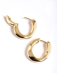 Gold Plated Brass Medium Oval Huggie Earrings - link has visual effect only