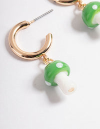 Green Medium Mushroom Huggie Earrings - link has visual effect only