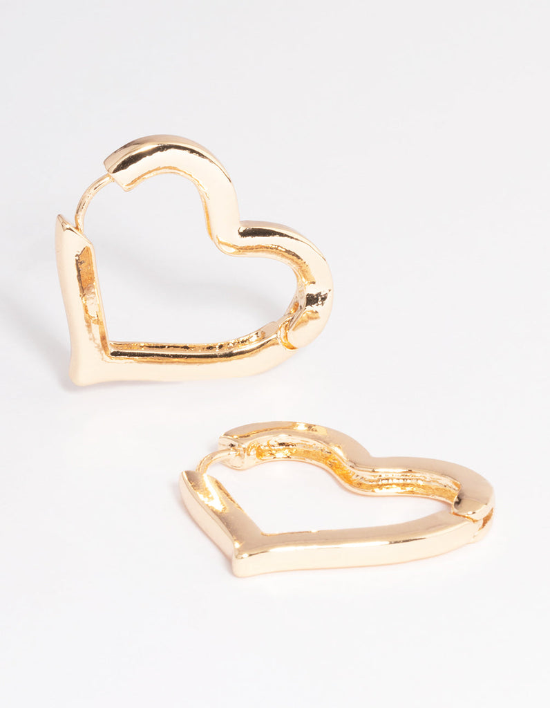 Gold Large Heart Huggie Earrings