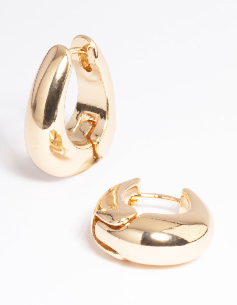 Gold Gradual Chunky Oval Huggie Earrings