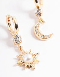 Gold Pearl Mix Match Celestial Earrings - link has visual effect only