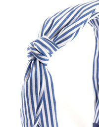 Blue Fabric Bow Stripe Wide Headband - link has visual effect only