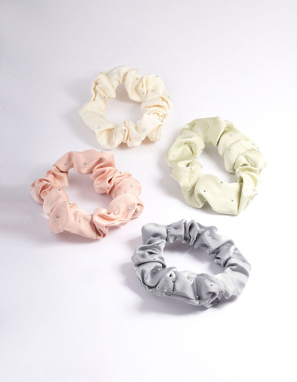 Fabric Mixed Scrunchie 4-Pack