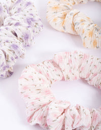 Fabric Pleated Flower Scrunchie Pack - link has visual effect only