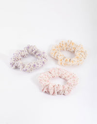 Fabric Pleated Flower Scrunchie Pack - link has visual effect only
