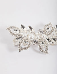 Silver Diamante & Pearl Barette Clip - link has visual effect only