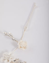 Silver White Flower Hair Drape - link has visual effect only