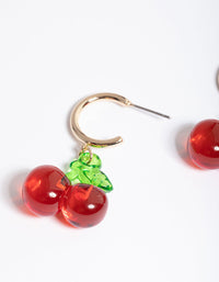 Red Clear Cherry Huggie Earrings - link has visual effect only