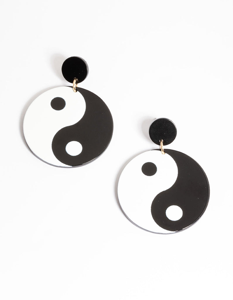 Gold Yin & Yang Statement Drop Earrings
