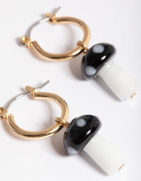 Black Small Mushroom Huggie Earrings - link has visual effect only