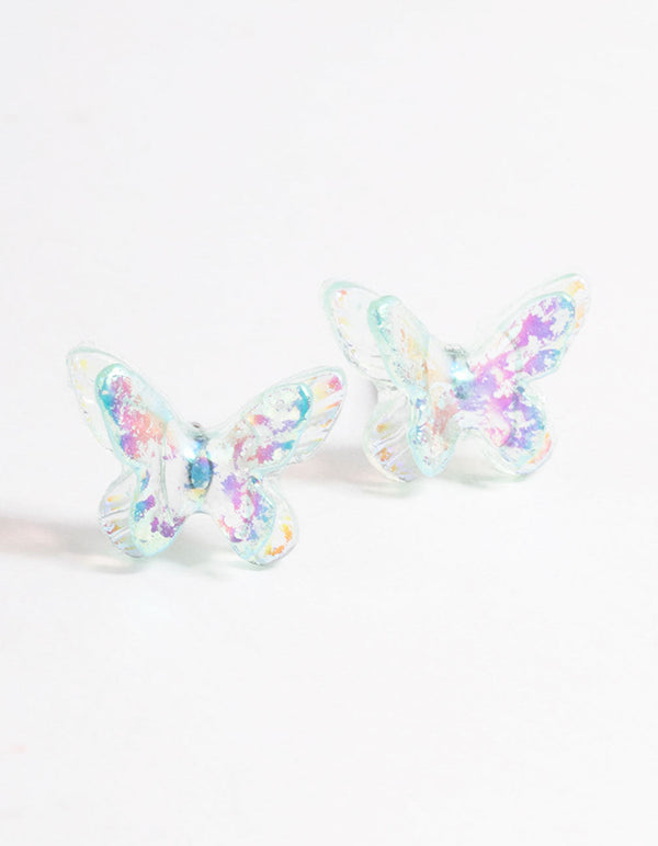 Acrylic Blue Candy Butterfly Stud Earrings