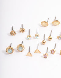 Gold Resin Geometric Stud Earring 12-Pack - link has visual effect only