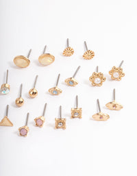 Gold Resin Geometric Stud Earring 12-Pack - link has visual effect only