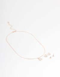 Rose Gold Diamante Heart Jewellery Set - link has visual effect only