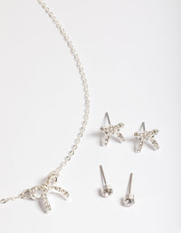 Silver Diamante Bow Jewellery Set - link has visual effect only