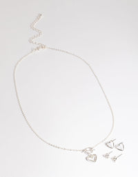 Silver T&O Heart Motif Jewellery Set - link has visual effect only