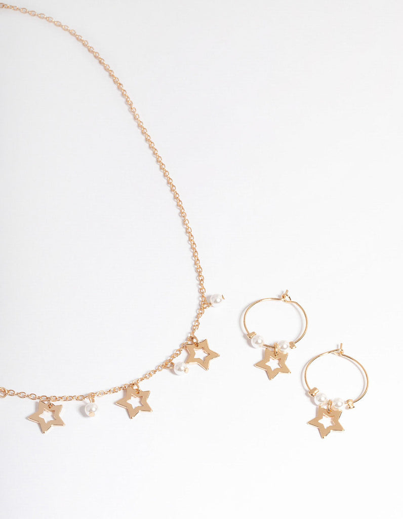 Gold Pearl & Star Jewellery Set