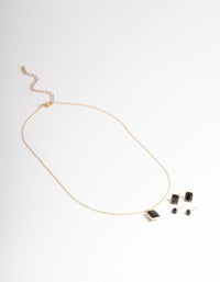 Gold Mixed Stone Black Jewellery Set - link has visual effect only