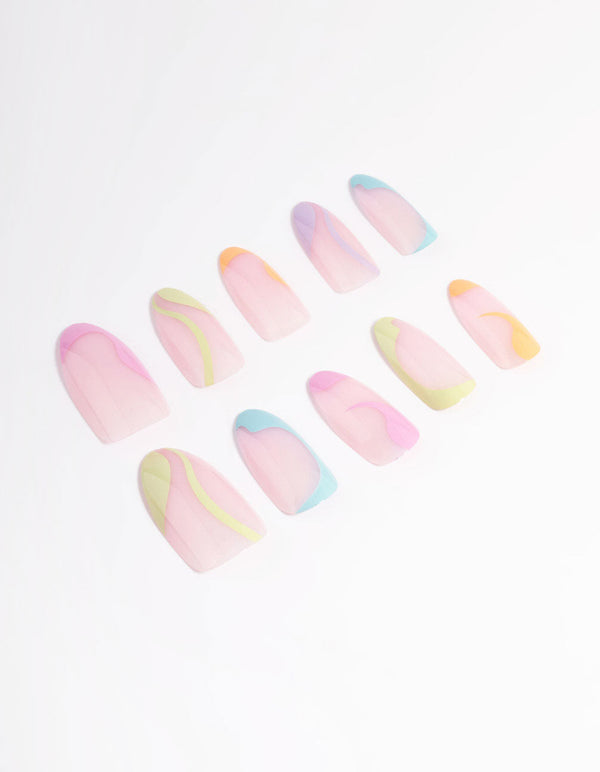 Plastic Multicoloured Swirl Press On Nails