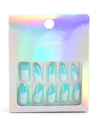 Blue Iridescent Press On Nails - link has visual effect only