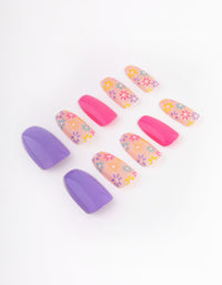 Bright Flower Press On Nails - link has visual effect only