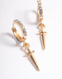 Gold Mini Dagger Huggie Earrings - link has visual effect only