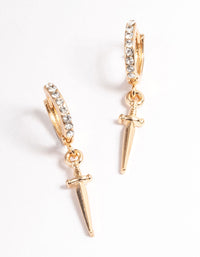 Gold Mini Dagger Huggie Earrings - link has visual effect only