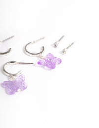 Silver Acrylic Butterfly & Bee Earrings 4-Pack - link has visual effect only