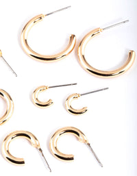Gold Basic Round Hoop Earrings 4-Pack - link has visual effect only