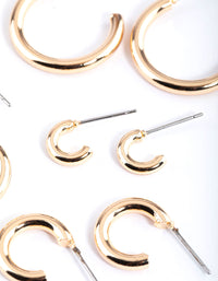Gold Basic Round Hoop Earrings 4-Pack - link has visual effect only