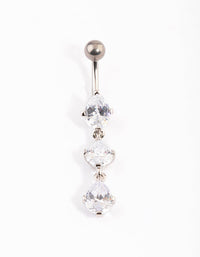 Titanium Cubic Zirconia Three Pear Drop Belly Ring - link has visual effect only