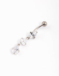 Titanium Cubic Zirconia Three Pear Drop Belly Ring - link has visual effect only