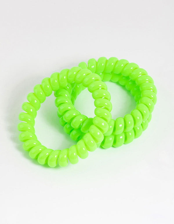 Green Plastic Large Hair Spiral Pack