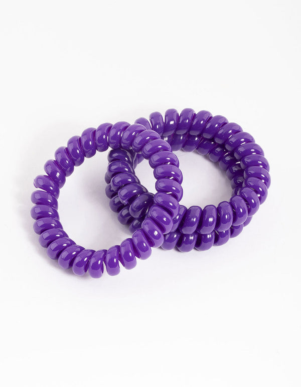 Purple Plastic Large Hair Spiral Pack