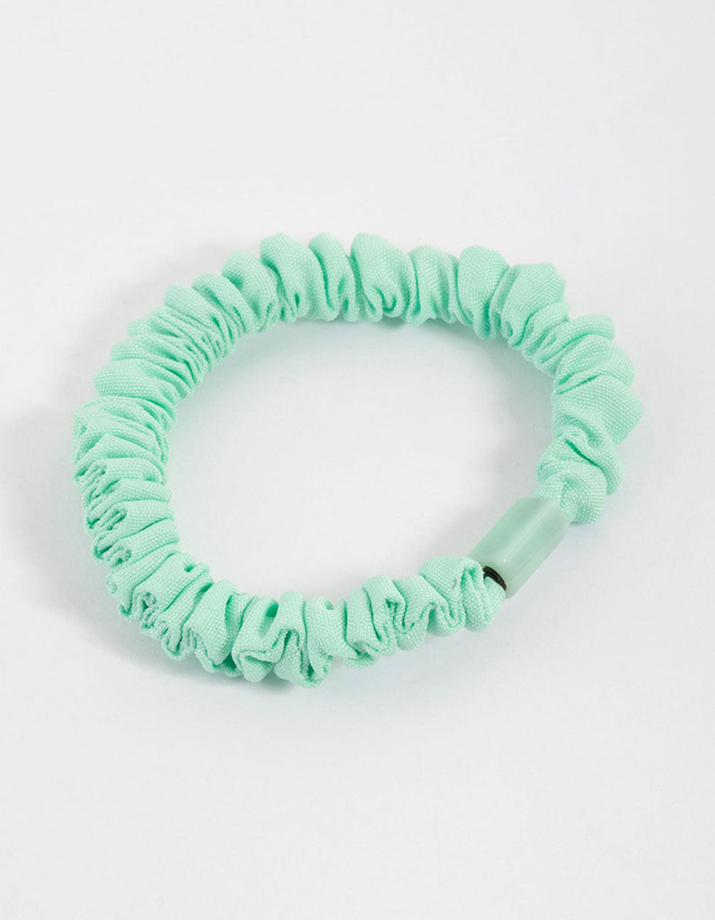 Turqouise Fabric Clamp Thin Scrunchie