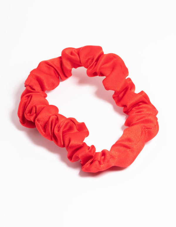 Red Fabric Clamp Thin Scrunchie
