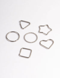 Surgical Steel Geometric Rings Nose Stud 6-Pack - link has visual effect only