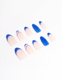 Blue French Tip Press On Nails - link has visual effect only