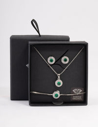 Rhodium Round Cubic Zirconia Jewellery Set - link has visual effect only