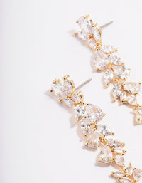 Diamond Simulant Gold Petal Drop Earrings - link has visual effect only