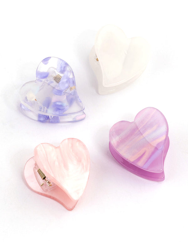 Acrylic Mini Hearts Claw Clip 4-Pack