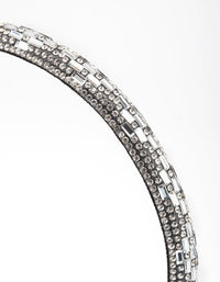 Rhodium Rectangle Diamante Headband - link has visual effect only
